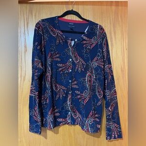 WORN ONCE: TOMMY HILFIGER NAVY PATTERN CARDIGAN
